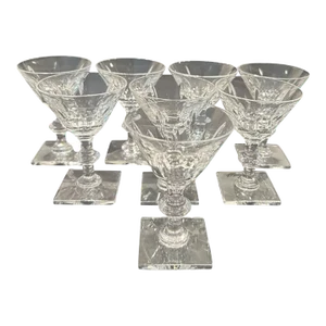 Vintage 1930’s Hawkes Crystal Square Base Cordial Glasses- Set of 8