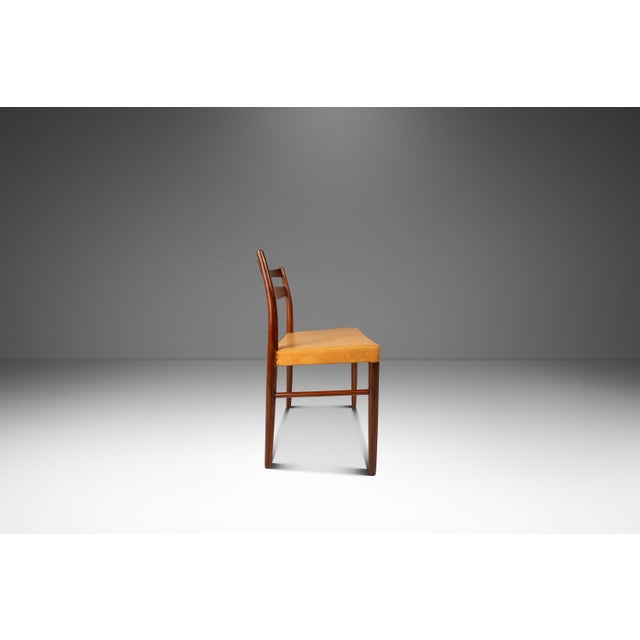 Wood Rare MCM Single Dining / Desk Chair in Solid Teak & Original Leather Upholstery Attributed to Yngve Ekström for Gemla Diö, Sweden, C. 1950s For Sale - Image 7 of 18