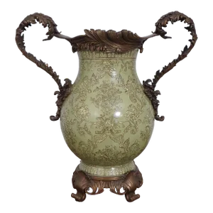 Chinese Bronze Mounted Crackle Porcelain Centerpiece