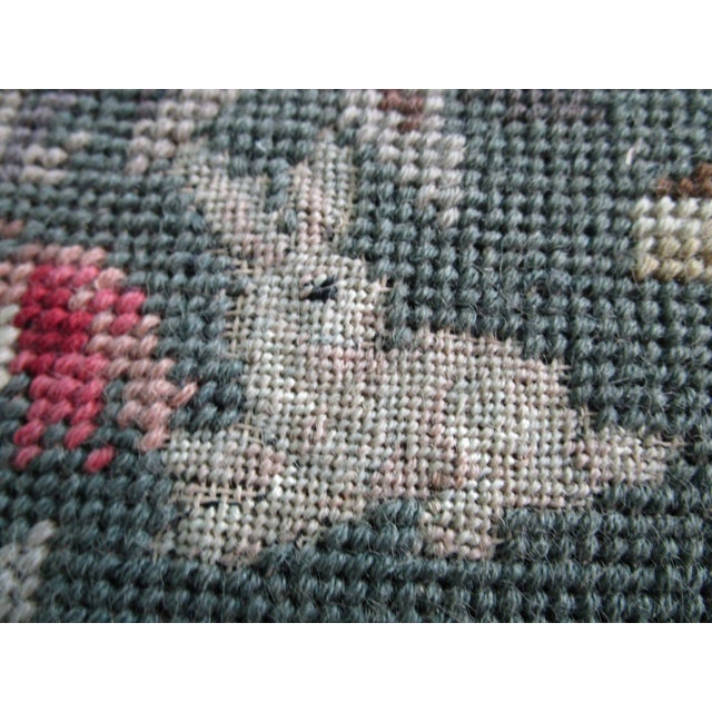 Gothic Medieval Lady Falconer Needlepoint Art in Antique Gold Frame Guc For Sale - Image 3 of 18
