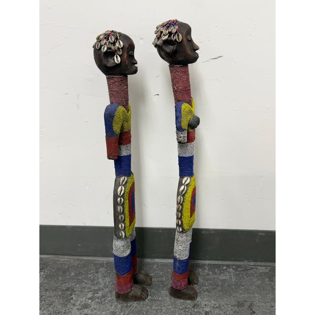 Cameroon Grassfields Bamileke Beaded Standing Figures, Pair For Sale In San Francisco - Image 6 of 12