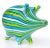 Beautiful vintage Murano hand blown blue, green, yellow and white Italian art glass pig figurine / sculpture. The piece is...