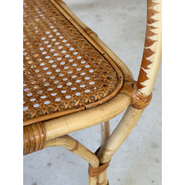Vintage Coastal Rattan & Cane Two-Tier Side Table For Sale - Image 9 of 12