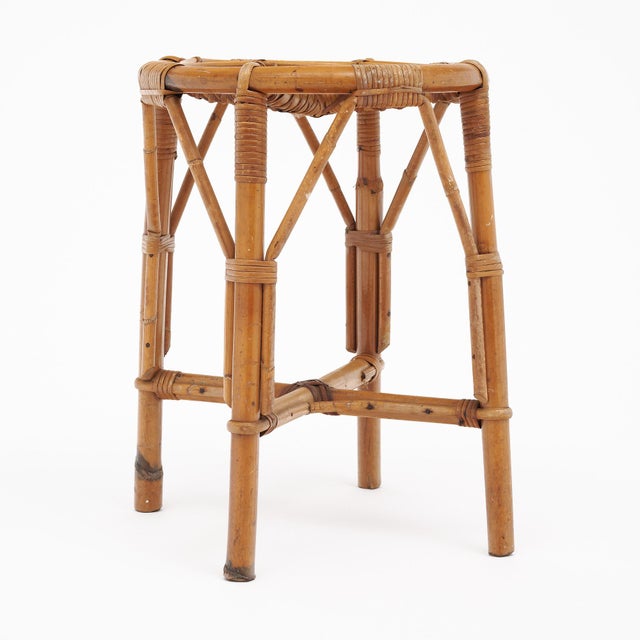 1970s Vintage Bamboo Stool by Bonaudi Vallauris For Sale - Image 5 of 9