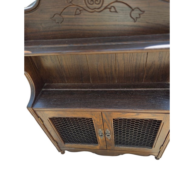 Ethan Allan Charter Oak Jacobean Hanging Wall Shelf Hutch Curio Display Cabinet For Sale - Image 14 of 14