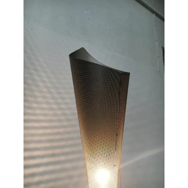 Vintage Postmodern Table Lamp in Perforated Metal For Sale - Image 16 of 18