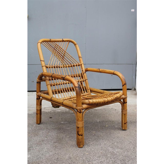 Reclining Bamboo Armchair, Italy, 1950 For Sale - Image 9 of 9