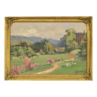 Latgale Landscape, Oil on Board, 20th Century For Sale