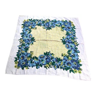 1960s Barkcloth Houndstooth Tablecloth For Sale