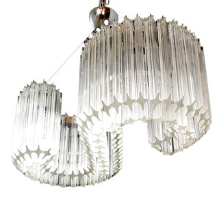 Vintage Murano Chandelier with Its Letter S Shape with Murano Prism Glass, Venice, Italy For Sale
