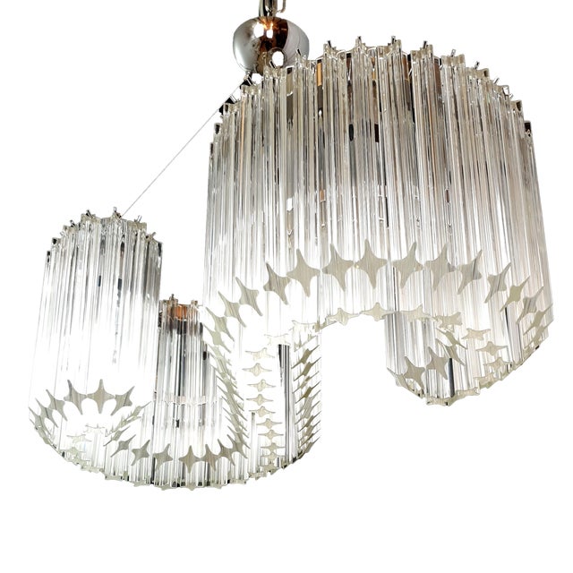 Vintage Murano Chandelier with Its Letter S Shape with Murano Prism Glass, Venice, Italy For Sale