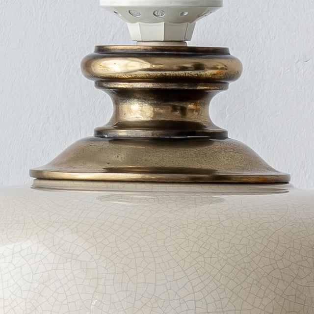 Cream Crackle-Glaze Ceramic Ginger Jar Table Lamps, France, 1980s, Set of 2 For Sale - Image 11 of 17