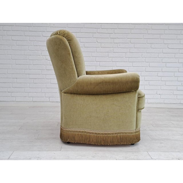 Danish Beech Wood Velour Chair, 1970s For Sale - Image 14 of 16