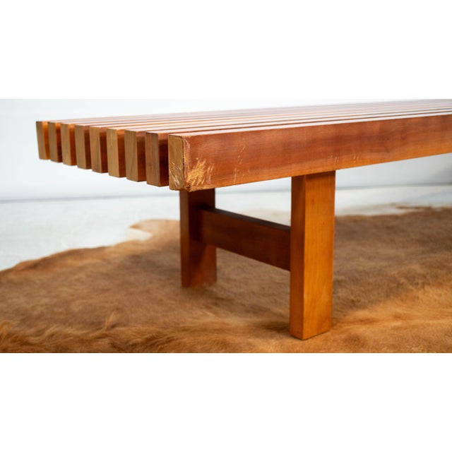 Mid Century Charles Webb Cherry Wood Slat Bench, 1990s. For Sale - Image 17 of 17