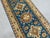 Blue and Beige Kazak-Style Wool Runner Rug, Natural Dyes, 2'8" X 9'9" For Sale - Image 6 of 14