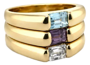 14k Yellow Gold Three Ring Set, Size 7