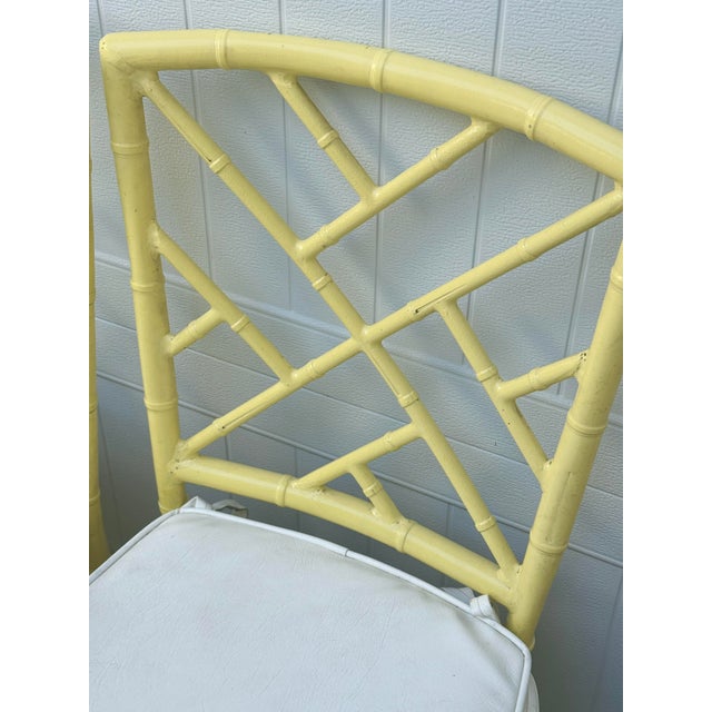 Canary Yellow 1960s Phyllis Morris for Kessler Faux Bamboo Patio Chairs - Set of 6 For Sale - Image 8 of 17