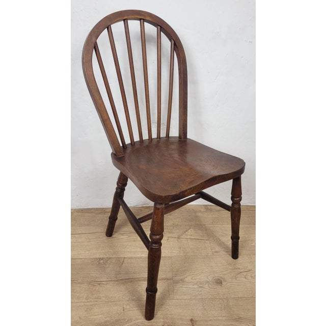 Vintage English Hoop Back Kitchen Chair in Elm and Birch, 1930s For Sale - Image 3 of 18