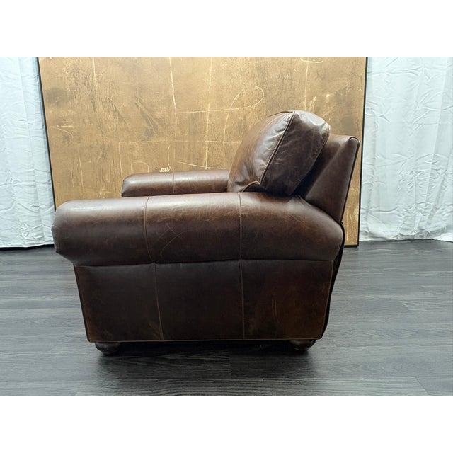 Rh Original Lancaster Leather Recliner Italian Brompton Leather | Cocoa | Down-Feather Fill For Sale - Image 11 of 18