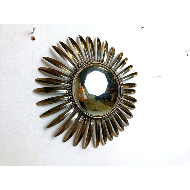 1970s Vintage Brass Sunburst Mirror, 1970s For Sale - Image 5 of 13