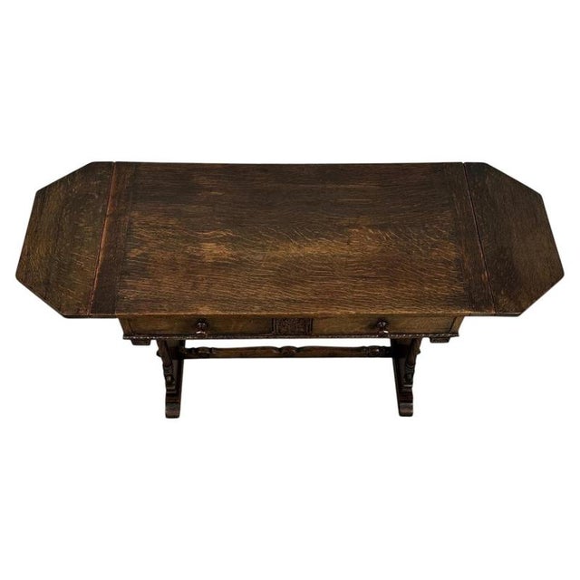 Gold 20th Century Gothic Revival English Oak Side Table For Sale - Image 8 of 17