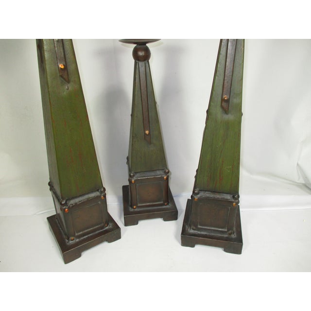 Arts and Crafts Style Pillar Candleholders, Set of 3 For Sale - Image 4 of 6
