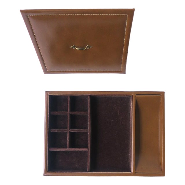 Leather Jewelry Box, Midcentury For Sale
