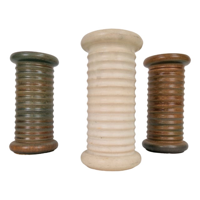 Vintage Scandinavian Ribbed Cylinder Vases, 1960s, Set of 3 For Sale