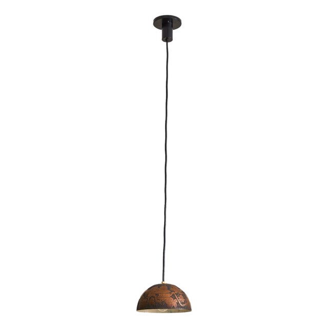 Italian Etched Copper Maple Leaf Pendant Light by Victor Cerrato, 1960s For Sale