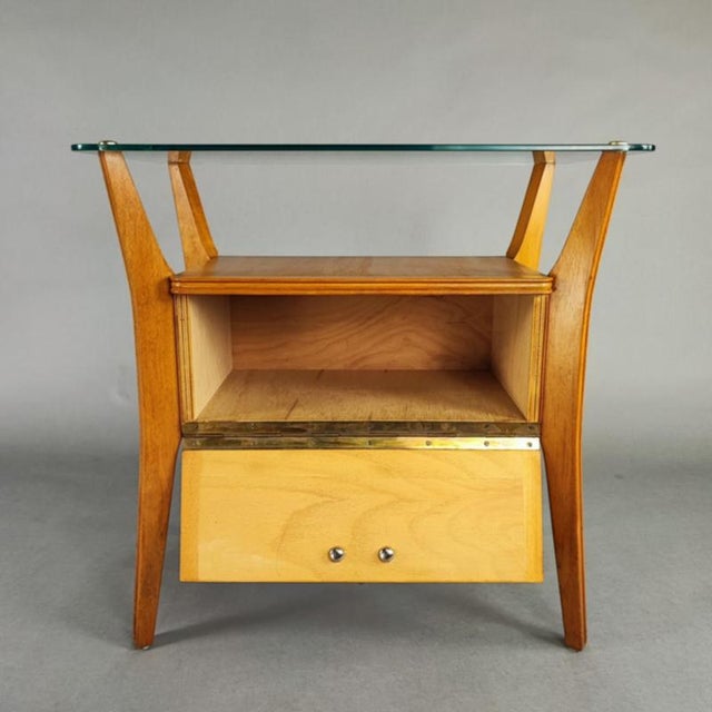 Brown Bedside Tables attributed to Gio Ponti for La Permanente del Mobile di Cantù, 1950s, Set of 2 For Sale - Image 8 of 11