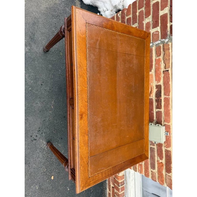 Antique Victorian Style Tooled Leather Writting Table Desk For Sale - Image 4 of 17