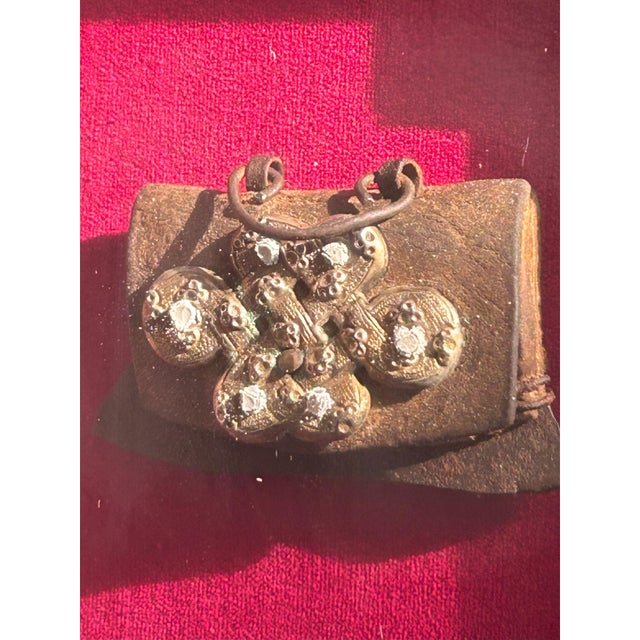 1980s Vintage Oriental Flint Pouch Infinite Knot Display With Frame Wall Art For Sale - Image 5 of 9