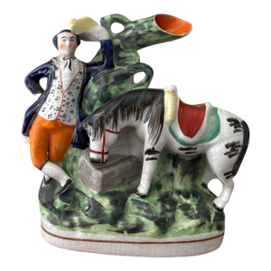 19th Century Staffordshire Figural Spill Vase With Gentleman & Horse