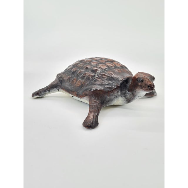 Turtle Figurine in Natural Leather, 1960s-1970s For Sale - Image 3 of 14