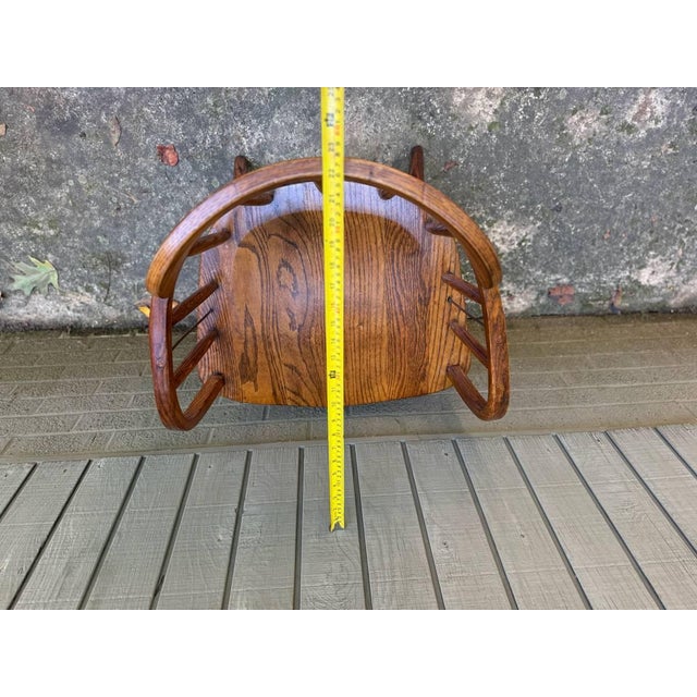 Pair of Arts and Crafts Firehouse Oak Windsor Pub Chairs For Sale - Image 14 of 17