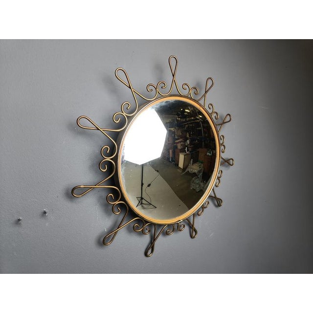 Vintage Brass Sunburst Mirror, 1970s For Sale - Image 4 of 12