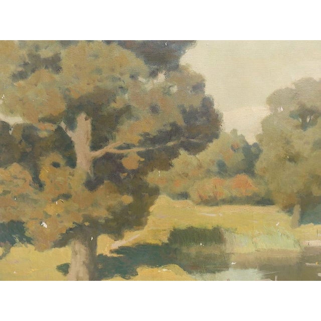 Textile Original Impressionist Oil Painting - Woodland Scenery, Ukrainian Art 1988 120-150 For Sale - Image 7 of 17