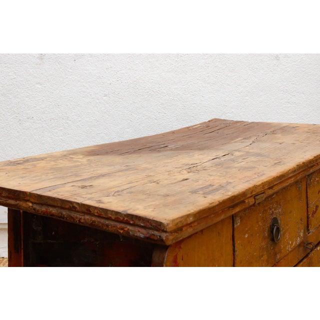 Large Vibrant Yellow 19th Century Money Chest For Sale - Image 10 of 14