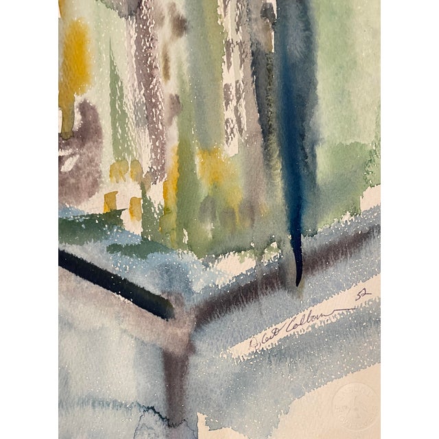 MCM painting on paper by artist Robert Colborne (1931-2002) of New York. Signed and dated lower right, estate stamp on the...