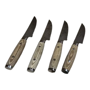 Vintage Japanese Damascus Steel Steak Knife Set of Four