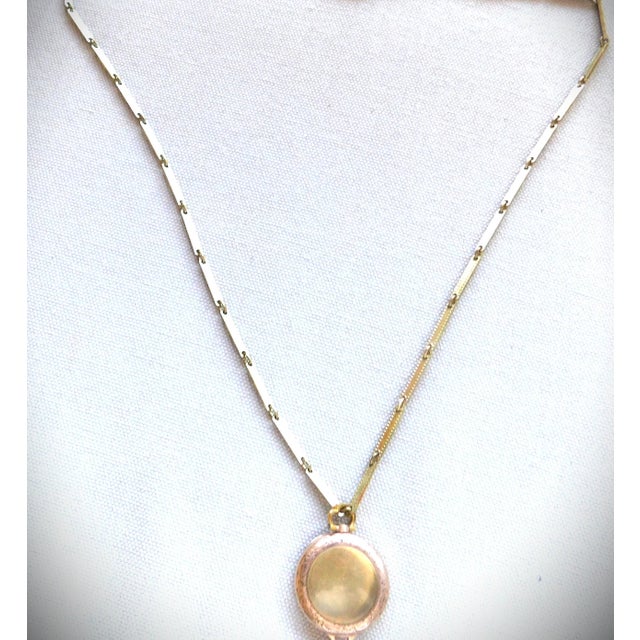 Antique Art Deco 10k Gold Plate Etched Watch Locket Necklace on Chain For Sale - Image 12 of 12
