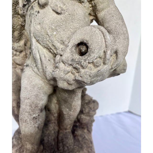 Sculpture Materials Vintage Mid-Century Neoclassical Weathered Concrete 18" Cherub Fountain Sculpture For Sale - Image 7 of 16