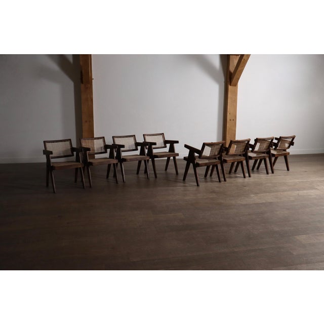 Office Cane Chairs from Pierre Jeanneret, India, 1950s, Set of 8 For Sale - Image 15 of 18