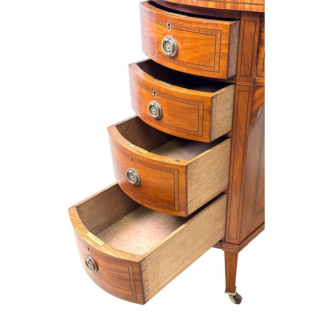Wood 19th Century Satinwood Kidney-Shaped Desk, 1890 For Sale - Image 7 of 11