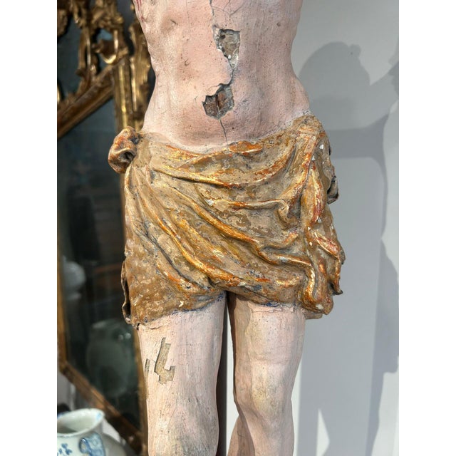 Carved Wooden Christ with Original Polychromy For Sale - Image 3 of 11