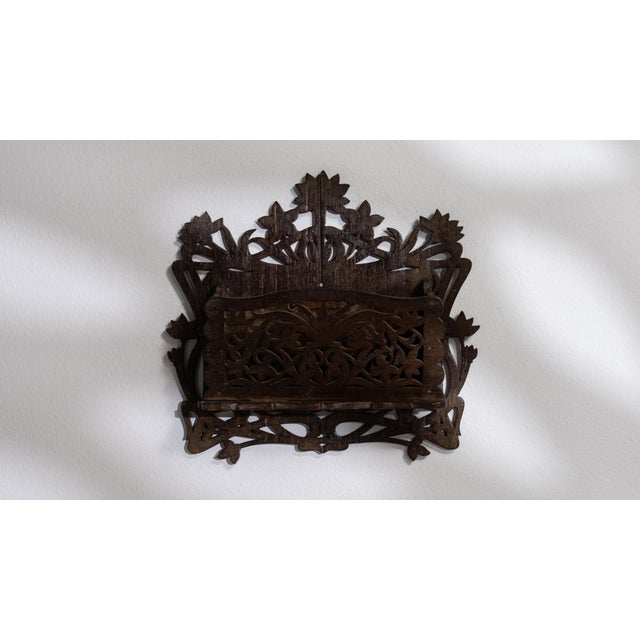 Early 20th Century Early 20th Century Belgium Art Nouveau Chocolate Wood Desk Accessory For Sale - Image 5 of 15