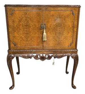 Vintage Burr Walnut Cocktail Cabinet, 1920