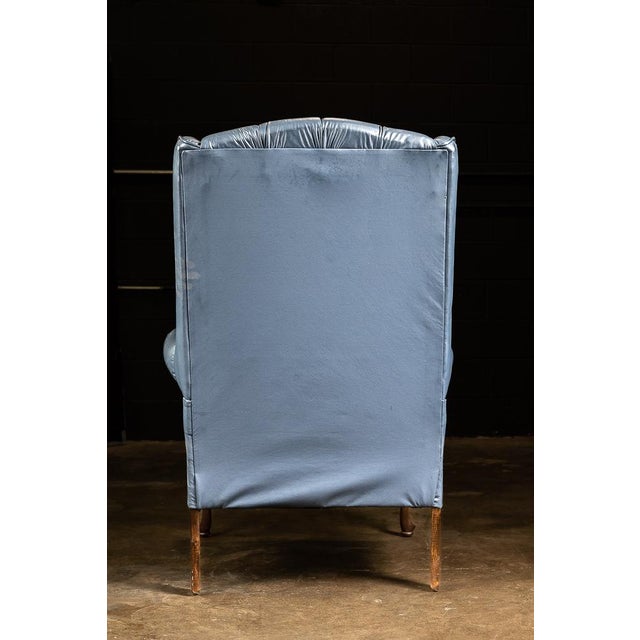 Mid 20th Century Vintage Tufted Leather Chesterfield Armchair in Powder Blue For Sale - Image 5 of 6