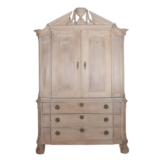 Dutch Linen Cabinet in Bleached Oak For Sale