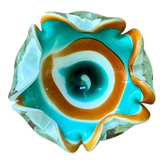 Vintage Italian Art Glass Bowl After Murano For Sale